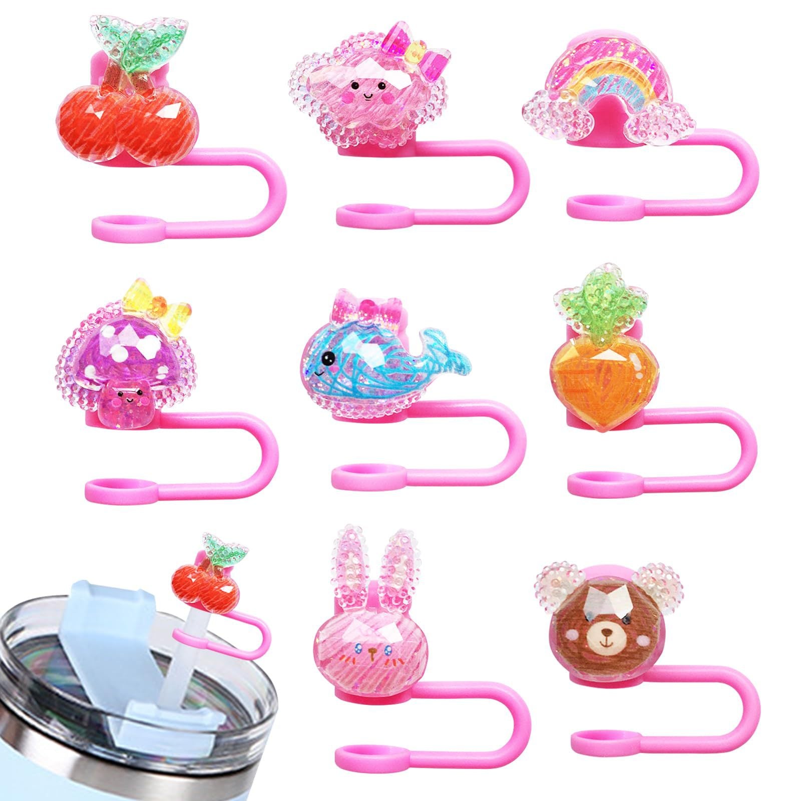 Wholesale Shiny Resin Water Cup Diy Dustproof Straw Plug Cup Accessories
